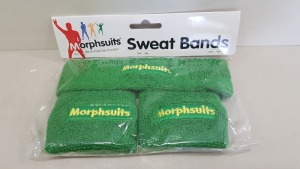 150 X BRAND NEW MORPHSUITS SWEAT BANDS PACKS (HEAD AND WRISTS) IN GREEN