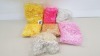 349 PIECE MIXED MORPHSUIT WIG LOT CONTAINING GREY, BROWN, YELLOW AND PINK WIGS