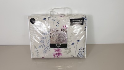 6 X BRAND NEW DREAMS & DRAPES HAZE BLUE FLOWER PRINTED REVERSIBLE BED SPREADS IN 2 BOXES W.195 CMS