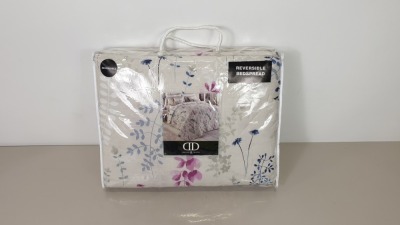 6 X BRAND NEW DREAMS & DRAPES HAZE BLUE FLOWER PRINTED REVERSIBLE BED SPREADS IN 2 BOXES W.195 CMS