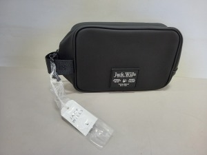 16 X BRAND NEW JACK WILLS LOUGHTON RUBBERISED WASHBAGS IN BLACK WITH SWING TICKETS RRP £24.95 EACH TOTAL £399.20 - PICK LOOSE