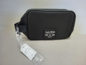 15 X BRAND NEW JACK WILLS LOUGHTON RUBBERISED WASHBAGS IN BLACK WITH SWING TICKETS RRP £24.95 EACH TOTAL £374.25 - PICK LOOSE