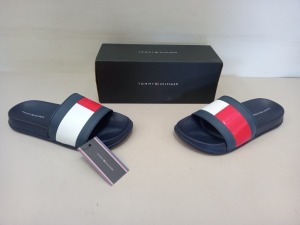 6 X BRAND NEW PAIRS OF GENUINE TOMMY HILFIGER NAVY/WHITE/RED POOL SLIDERS SIZE UK 3.5 (EUR 36) - BOXED WITH SWING TICKETS - STYLE T380-30227-0634Y004