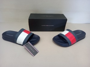 6 X BRAND NEW PAIRS OF GENUINE TOMMY HILFIGER NAVY/WHITE/RED POOL SLIDERS SIZE UK 3.5 (EUR 36) - BOXED WITH SWING TICKETS - STYLE T380-30227-0634Y004