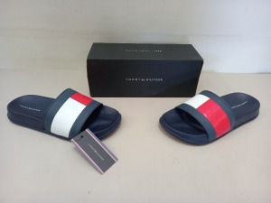 6 X BRAND NEW PAIRS OF GENUINE TOMMY HILFIGER NAVY/WHITE/RED POOL SLIDERS SIZE UK 3.5 (EUR 36) - BOXED WITH SWING TICKETS - STYLE T380-30227-0634Y004