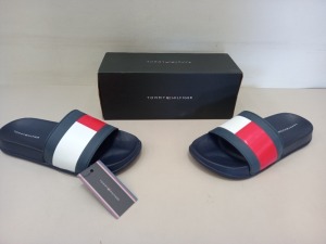 6 X BRAND NEW PAIRS OF GENUINE TOMMY HILFIGER NAVY/WHITE/RED POOL SLIDERS SIZE UK 3.5 (EUR 36) - BOXED WITH SWING TICKETS - STYLE T380-30227-0634Y004