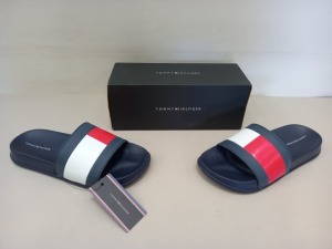 6 X BRAND NEW PAIRS OF GENUINE TOMMY HILFIGER NAVY/WHITE/RED POOL SLIDERS SIZE UK 3.5 (EUR 36) - BOXED WITH SWING TICKETS - STYLE T380-30227-0634Y004