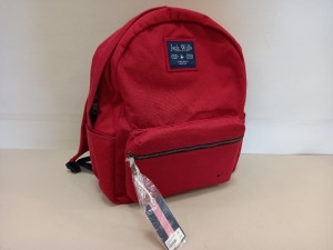 8 X BRAND NEW JACK WILLS STANLEY CANVAS BACKPACKS IN RED (RUST) WITH SWING TICKETS RRP £44.95 EACH TOTAL £359.60 IN 1 BOX