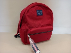 8 X BRAND NEW JACK WILLS STANLEY CANVAS BACKPACKS IN RED (RUST) WITH SWING TICKETS RRP £44.95 EACH TOTAL £359.60 IN 1 BOX