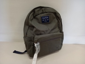 8 X BRAND NEW JACK WILLS STANLEY CANVAS BACKPACKS IN KHAKI WITH SWING TICKETS RRP £44.95 EACH TOTAL £359.60 IN 1 BOX