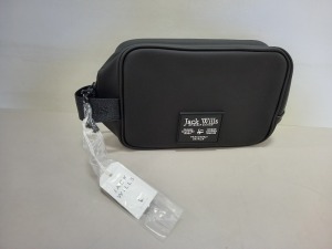 16 X BRAND NEW JACK WILLS LOUGHTON RUBBERISED WASHBAGS IN BLACK WITH SWING TICKETS RRP £24.95 EACH TOTAL £399.20 - PICK LOOSE