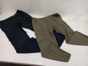 10 X BRAND NEW F&F KHAKI CARGO PANTS SIZE 40/30 AND 9 X BRAND NEW F&F BLACK CARGO PANTS SIZE 36/34