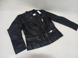 20 X BRAND NEW ONLY OUR STORY BIKER FAUX LEATHER JACKET UK SIZE 12