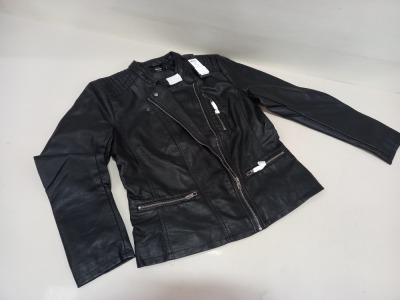 20 X BRAND NEW ONLY OUR STORY BIKER FAUX LEATHER JACKET UK SIZE 12