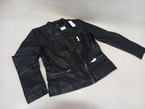 20 X BRAND NEW ONLY OUR STORY BIKER FAUX LEATHER JACKET UK SIZE 12