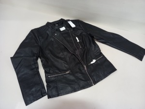 20 X BRAND NEW ONLY OUR STORY BIKER FAUX LEATHER JACKET UK SIZE 12