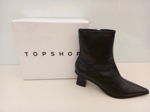 14 X BRAND NEW TOPSHOP MAILE BLACK SHOES UK SIZE 6 RRP £59.00 (TOTAL RRP £826.00)