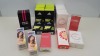 23 PIECE ASSORTED PERFUME LOT CONTAINING BY INVITATION BY MICHAEL BUBLE, ADIDAS, JILSANDER EVEROSE, ICARLY, PIERRE CARDIN AND ELIZABETH ARDEN SUNFLOWERS. (PLEASE NOTE BOXES SLIGHTLY DAMAGED)