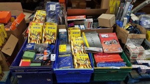 FULL PALLET CONTAINING LARGE QUANTITY OF CAR PARTS INCLUDING IGNITON LEADS, TIMING BELTS, MECHANIC BOOKS, HEAD SET, ROCKET GASKET, VARIOUS CAR PARTS ETC