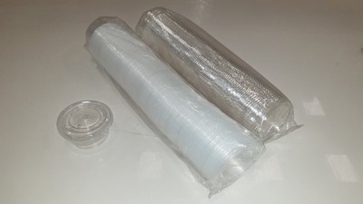1000 VALUE CHOICE 3.25OZ PLASTIC PORTION CUPS WITH 1000 MATCHING LIDS (IN 2 DIFFERENT CARTONS -