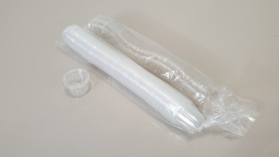 2500 VALUE CHOICE 1 OZ PLASTIC PORTION CUPS WITH 2500 MATCHING LIDS (IN 2 DIFFERENT CARTONS -