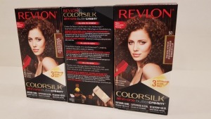 96 X BRAND NEW REVLON COLORSILK ALL IN ONE BUTTERCREAM MEDIUM NATURAL BROWN HAIR COLOUR (REVLON SHADE CODE 50) IN 8 BOXES