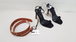 33 PIECE MIXED TOPSHOP AND TOPMAN CLOTHING LOT CONTAINING 10 X TOPMAN BROWN BELTS XXSXS RRP £19.00 AND 23 X TOPSHOP WF SASKIA SHOES UK SIZE 4 RRP £29.00 (TOTAL RRP £857.00)