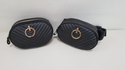 72 X BRAND NEW BLACK STRAPPED BUM BAGS IN 2 BOXES