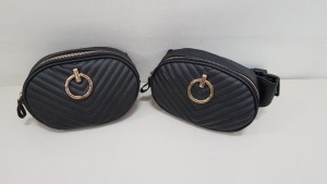 72 X BRAND NEW BLACK STRAPPED BUM BAGS IN 2 BOXES