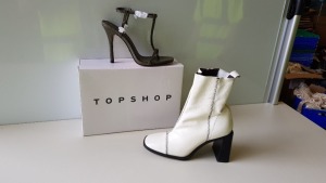 13 PIECE MIXED TOPSHOP SHOE LOT CONTAINING 3 X RHYS KHAKI SHOES UK SIZE 6, 4 X RHYS NATURAL SHOES UK SIZE 7, 1 X RHYS BLACK SHOES UK SIZE 7 RRP £36.00 AND 5 X HOMERUN WHITE SHOES UK SIZE 4 RRP £89.00 (TOTAL RRP £733.00)