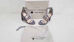 12 X BRAND NEW DOROTHY PERKINS VERA MODA VMNICE SANDAL DP SILVER HEELS UK SIZE 3 RRP £55.00 (TOTAL RRP £660.00)