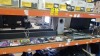 ASSORTED LOT CONTAINING PANASONIC DVD HOME THEATER SOUND SYSTEM, VARIOUS DVDS, MONITOR AND SWITCHES. - ON ONE SHEL,F