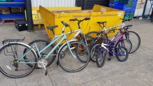 5 PIECE ASSORTED BIKE LOT CONTAINING BARROSA, REEBOK, APOLLO, RALEIGH AND URBAN RACERS.