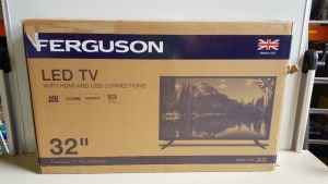 1 X BRAND NEW FERGUSON 32 LED TV WITH HDMI AND USB CONNECTIONS