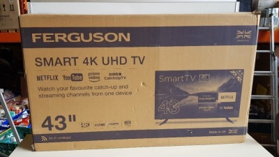 1 X BRAND NEW FERGUSON 43 SMART 4K UHD TV