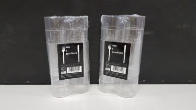 640 X BRAND NEW PACKS OF 6 HIGH BALL SLIM JIM CLEAR PLASTIC TUMBLERS IN 160 DISPLAY BOXES - ON 1 FULL PALLET -3840 INDIVIDUAL TUMBLERS IN THE LOT