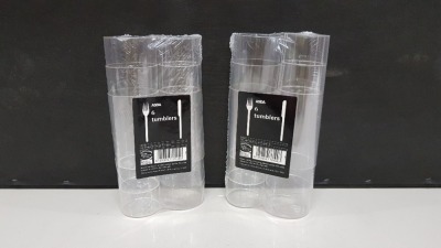 640 X BRAND NEW PACKS OF 6 HIGH BALL SLIM JIM CLEAR PLASTIC TUMBLERS IN 160 DISPLAY BOXES - ON 1 FULL PALLET -3840 INDIVIDUAL TUMBLERS IN THE LOT