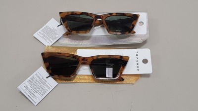 40 X BRAND NEW PACKS OF 2 TOPSHOP SUNGLASSES - IN TORTOISE SHELL DESIGN WITH SLEEVES RRP £14 EACH PAIR - TOTAL £1120