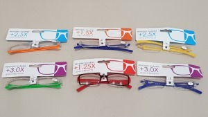 300 X PAIRS OF READING GLASSES IN VARIOUS STRENGTHS FROM 1.25-3.00 WITH HEADER CARDS IN 1 BOX