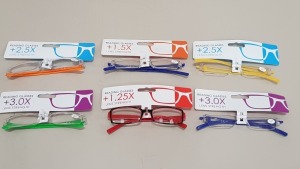 300 X PAIRS OF READING GLASSES IN VARIOUS STRENGTHS FROM 1.25-3.00 WITH HEADER CARDS IN 1 BOX