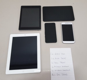 5 PIECE ASSORTED SPARES LOT CONTAINING; 1 X APPLE IPAD 1 X ACER TABLET 1 X DELL TABLET 1 X MOTOROLA SMARTPHONE 1 X LG NEXUS SMARTPHONE (PLEASE NOTE ALL FOR SPARES)