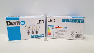 48 X BRAND NEW DIALL PACK OF 3 LED BULBS WITH EDISON SCREW CAP (470 LUMENS) - IN 3 BOXES