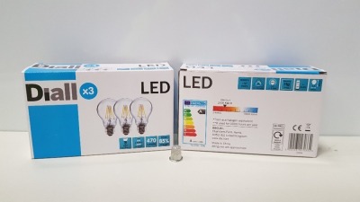 48 X BRAND NEW DIALL PACK OF 3 LED BULBS WITH EDISON SCREW CAP (470 LUMENS) - IN 3 BOXES