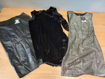 20 PIECE MIXED TOPSHOP AND DOROTHY PRKINS CLOTHING LOT CONTAINING TOPSHOP DRESSES IN VARIOUS STYLES AND SIZES AND DOROTHY PERKINS SHOWCASE DRESSES ETC