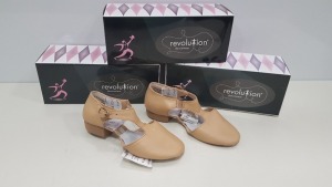 33 X BRAND NEW BOXED REVOLUTION GRECIAN SANDALS IN DARK TAN IN VARIOUS SIZES AND PRIMER PINK IN VARIOUS SIZES