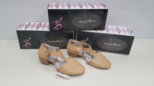 31 X BRAND NEW BOXED REVOLUTION GRECIAN SANDALS IN DARK TAN IN VARIOUS SIZES AND PRIMER PINK IN VARIOUS SIZES