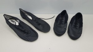 57 PIECE MIXED DANCE SHPE LOT CONTAINING 37 SO DANCA BLACK JAZZ SHOES AND 20 X PLUME PRO JAZZ SHOES