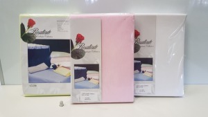 45 X BRAND NEW LORD OF LINENS ROSALINDE EXCLUSIVE COLLECTION 1 PAIR OF COT BED FLANNEL SHEETS IN ASSORTED STYLES (140X180CM) - IN 2 BOXES AND SOME LOOSE