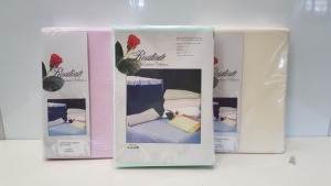 45 X BRAND NEW LORD OF LINENS ROSALINDE EXCLUSIVE COLLECTION 1 PAIR OF FLANNEL COT SHEETS IN VARIOUS COLOURS. (140X180CM) - IN 2 BOXES AND SOME LOOSE