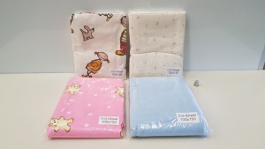 80 X BRAND NEW LORD OF LINENS COT SHEETS IN ASSORTED STYLES (100X150CM) - IN 2 BOXES